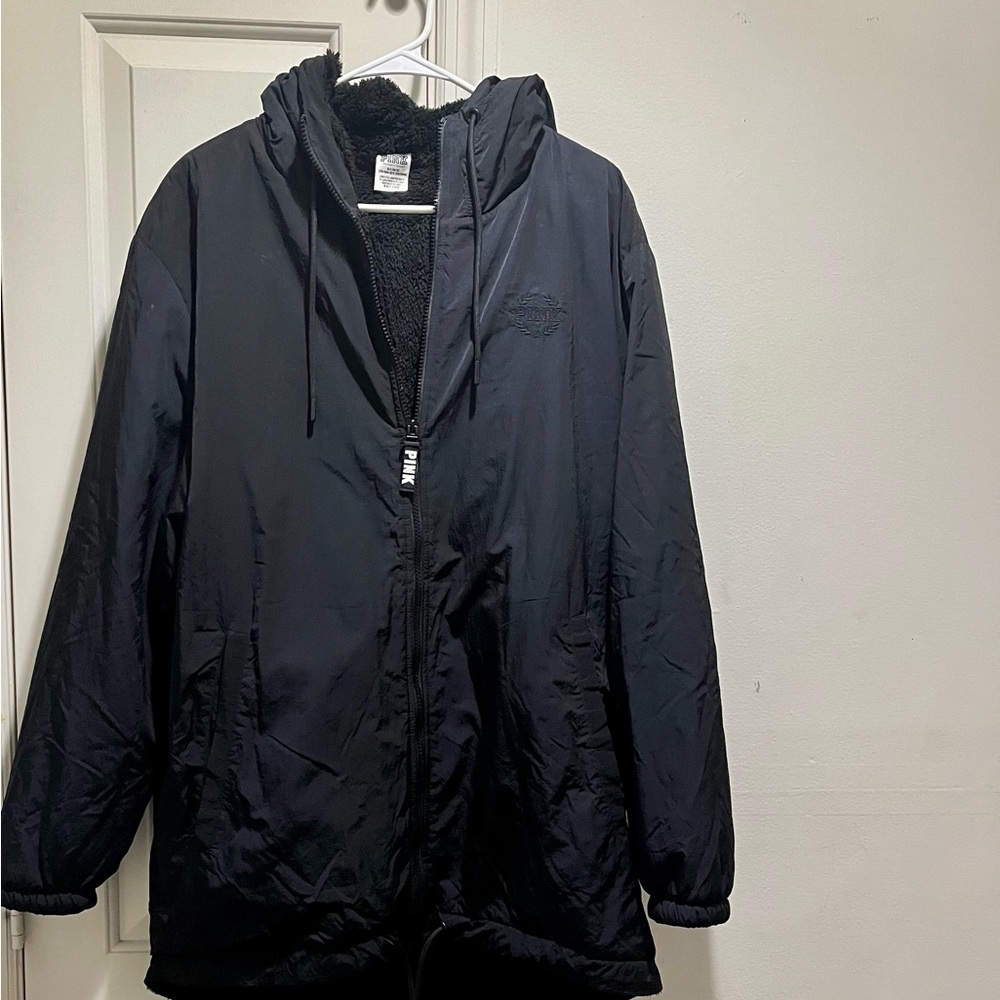 PINK Victoria’s Secret anorak Sherpa lined long coat with hoodie - Picture 5 of 16